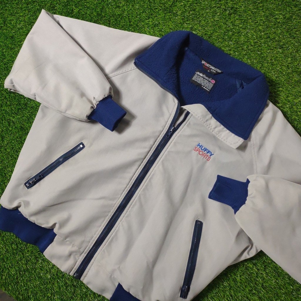 VINTAGE BOMBER JACKET HUFFY SPORTS MADE IN USA POLAR FLEECE SIZE MENS XL VTG